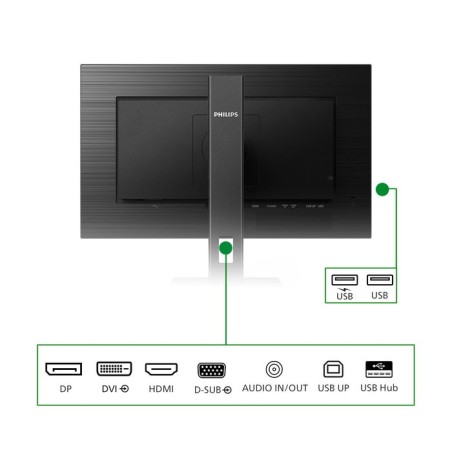 Monitor philips 272b1g 00 27" 1920x1080 ips flat h a 150 mm pivot eco friendly super energy efficient design usb hub speakers