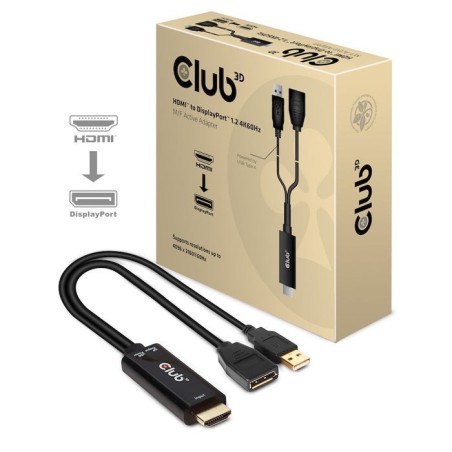Club3d hdmi 2.0 to displayport 1.2 4k60hz hdr m/f activo negro