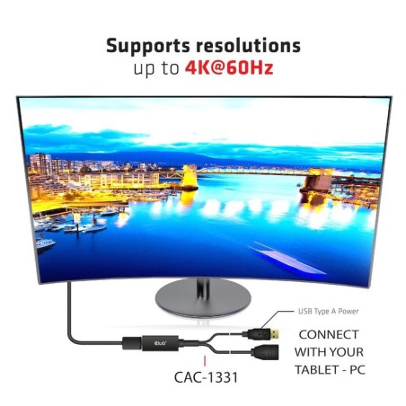 Club3d hdmi 2.0 to displayport 1.2 4k60hz hdr m/f activo negro