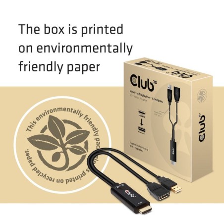 Club3d hdmi 2.0 to displayport 1.2 4k60hz hdr m/f activo negro