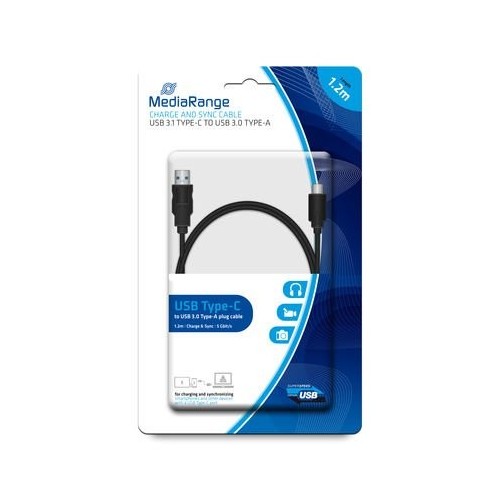 Cable de carga y datos mediarange usb 3.0 a usb tipo-c 1.2m sc