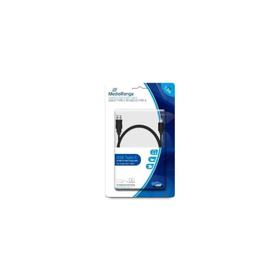 Cable de carga y datos mediarange usb 3.0 a usb tipo-c 1.2m sc