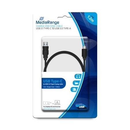 Cable de carga y datos mediarange usb 3.0 a usb tipo-c 1.2m sc