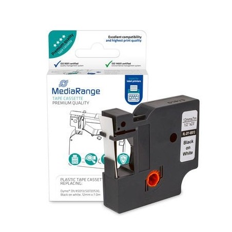 Mediarange mrdy45013 cinta para impresora de etiquetas negro sobre blanco d1