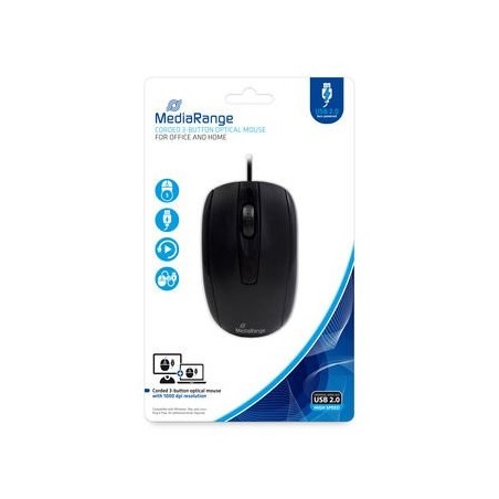Mediarange mros211 ratón usb tipo a óptico 1000 dpi ambidextro