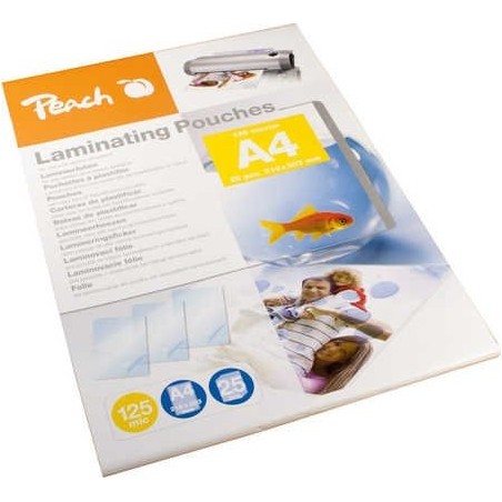 Estuches para plastificar peach a4, 125 mic, brillante, 25 piezas.