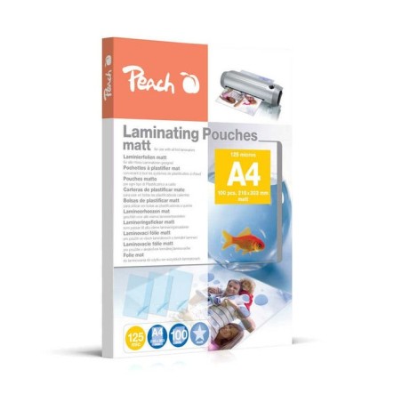 Estuches para plastificar peach a4, 125 mic, mate, 100 piezas.