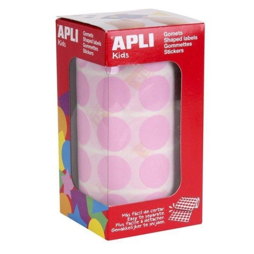 Apli gomets redondos 20mm rollo rosa