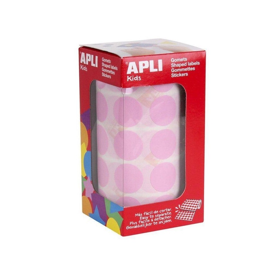 Apli gomets redondos 20mm rollo rosa