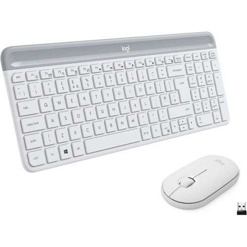 Teclado español + ratón logitech mk470 inalámbrico blanco