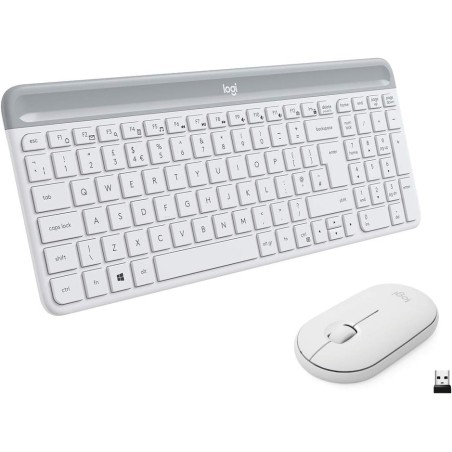 Teclado español + ratón logitech mk470 inalámbrico blanco
