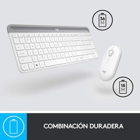 Teclado español + ratón logitech mk470 inalámbrico blanco