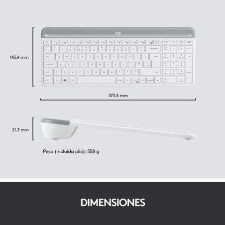 Teclado español + ratón logitech mk470 inalámbrico blanco
