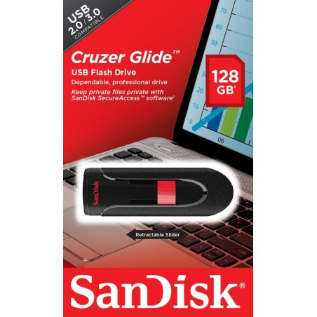 Pendrive sandisk 128gb 2.0 cruzer glide sdcz60-128g-b35