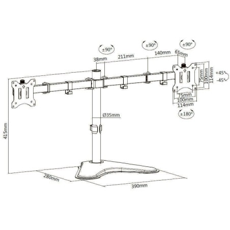 Soporte pantalla sobremesa 13-32 doble brazo soporta 2 monitores vesa standard hasta 8kg