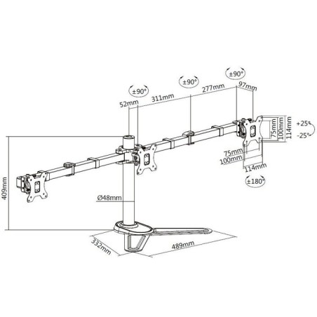 Soporte pantalla sobremesa 13-27 doble brazo soporta 3 monitores vesa standard hasta 8kg