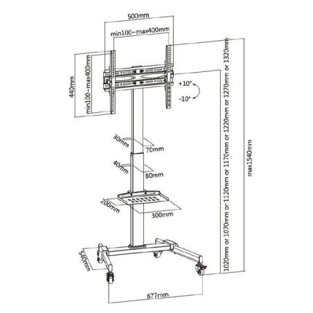 Soporte pantalla de suelo con ruedas equip para pantalla  de 32 - 55  fijo  max. vesa  400x400 hasta 35kg
