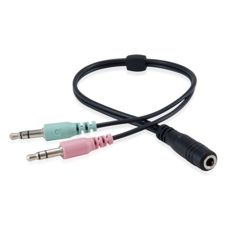 Auricular equip life microfono jack 3.5mm ( incluye adaptador 1 a 2 jacks ) negro