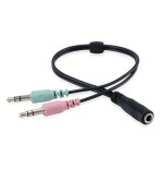 Auricular equip life microfono jack 3.5mm ( incluye adaptador 1 a 2 jacks ) negro