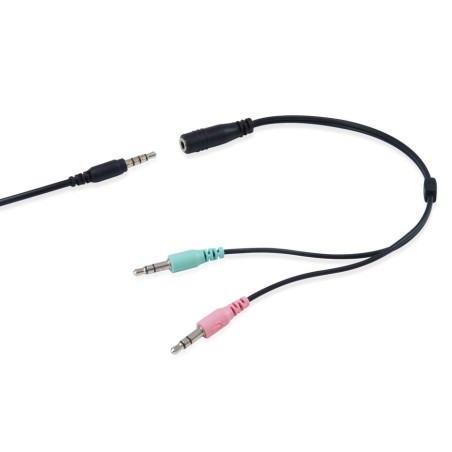 Auricular equip life microfono jack 3.5mm ( incluye adaptador 1 a 2 jacks ) negro