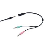 Auricular equip life microfono jack 3.5mm ( incluye adaptador 1 a 2 jacks ) negro