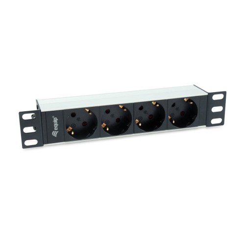 Regleta alimentacion aluminio rack 10 1u 4 tomas tipo shucko euro cable 1.5m