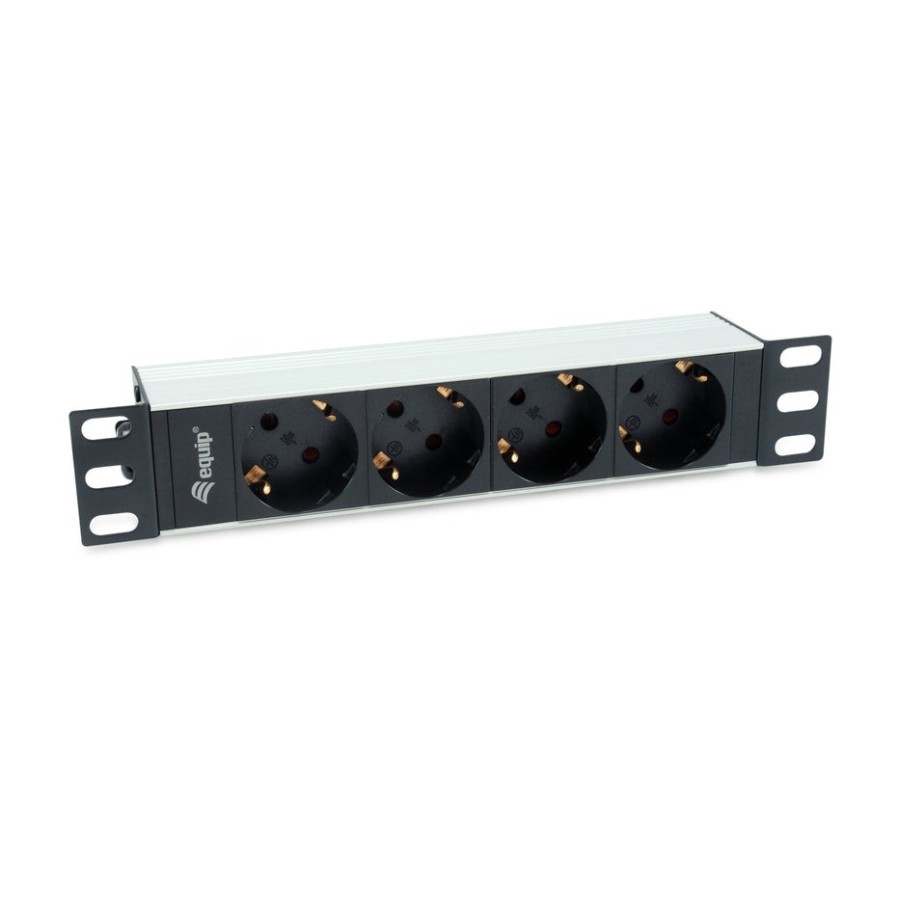 Regleta alimentacion aluminio rack 10 1u 4 tomas tipo shucko euro cable 1.5m