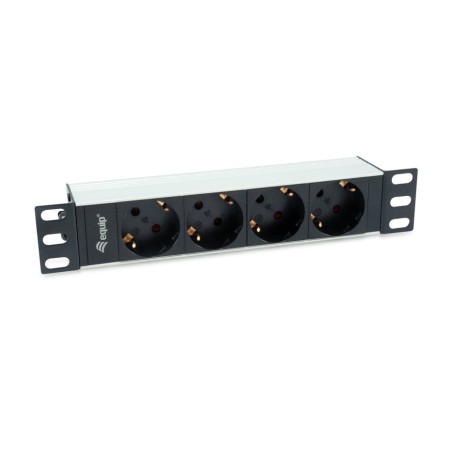 Regleta alimentacion aluminio rack 10 1u 4 tomas tipo shucko euro cable 1.5m