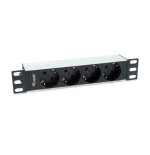 Regleta alimentacion aluminio rack 10 1u 4 tomas tipo shucko euro cable 1.5m