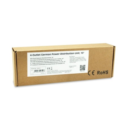 Regleta alimentacion aluminio rack 10 1u 4 tomas tipo shucko euro cable 1.5m