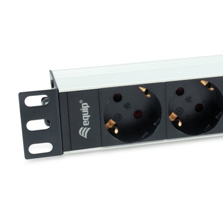 Regleta alimentacion aluminio rack 10 1u 4 tomas tipo shucko euro cable 1.5m