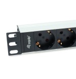 Regleta alimentacion aluminio rack 10 1u 4 tomas tipo shucko euro cable 1.5m
