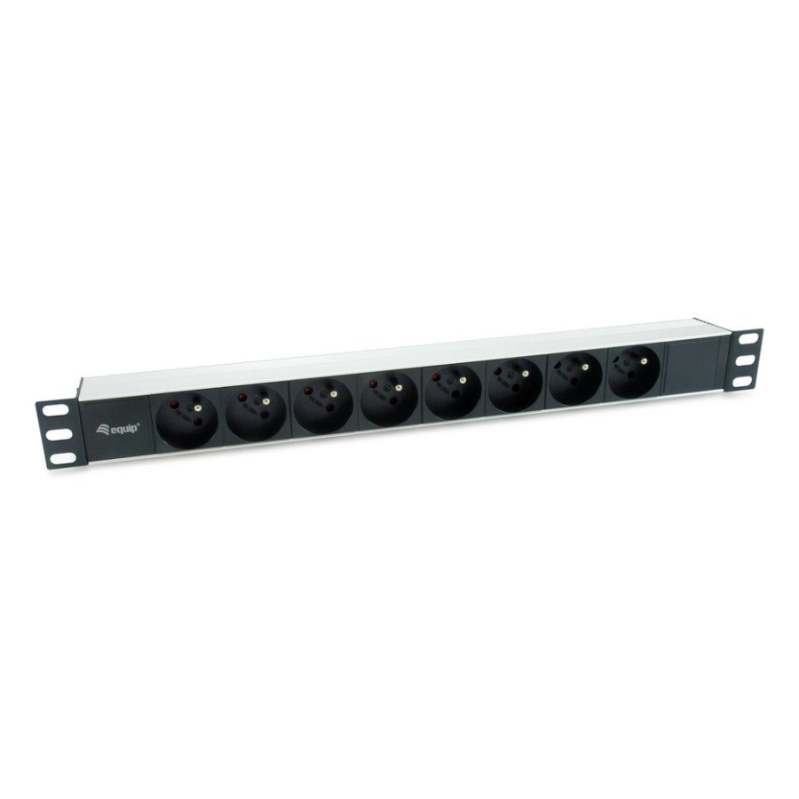 Regleta alimentacion aluminio rack 19 1u 8 tomas tipo shucko euro cable 1.8m