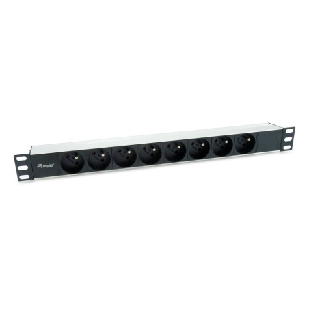 Regleta alimentacion aluminio rack 19 1u 8 tomas tipo shucko euro cable 1.8m