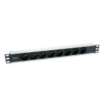Regleta alimentacion aluminio rack 19 1u 8 tomas tipo shucko euro cable 1.8m