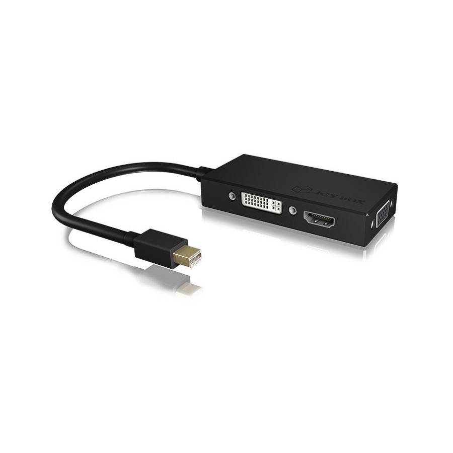 Icy box ib-ac1032 mini displayport dvi-d + vga (d-sub) + hdmi negro