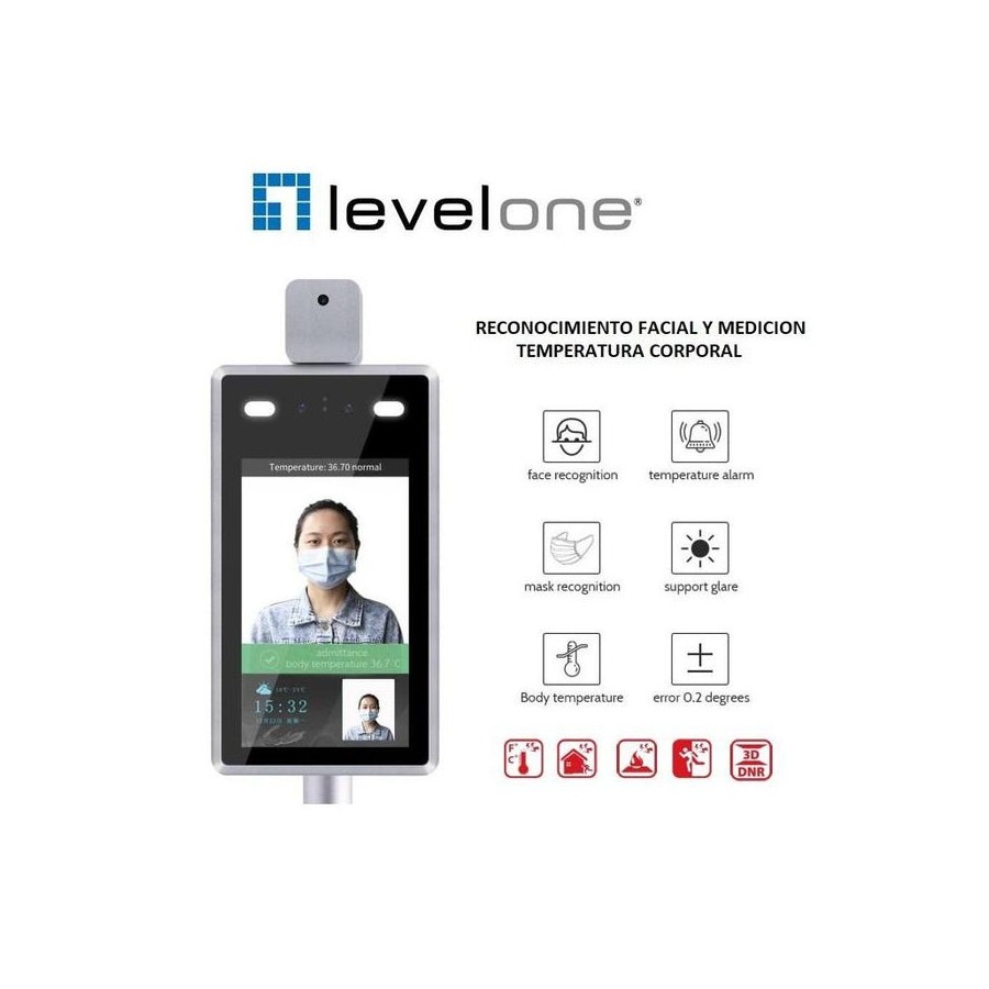 Camara ip con medicion de temperatura y reconocimiento facial level one 1080p