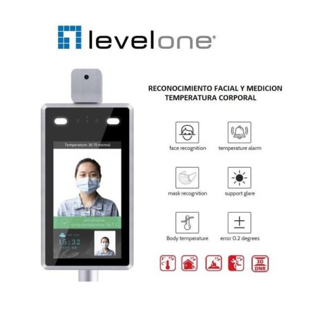 Camara ip con medicion de temperatura y reconocimiento facial level one 1080p