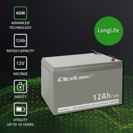 Batería qoltec agm  12v  12ah