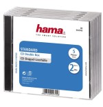 Hama cd double jewel case standard, pack 5 2 discos transparente