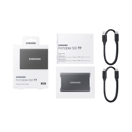 Disco externo ssd samsung portable t7 2tb usb 3.2 gen 2 titan grey