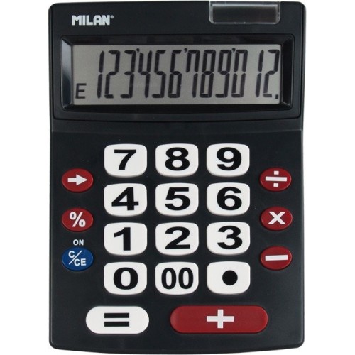 Milan calculadora negro extra-grande 12 digitos dual blister