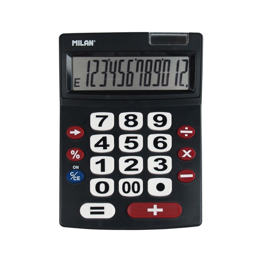 Milan calculadora negro extra-grande 12 digitos dual blister