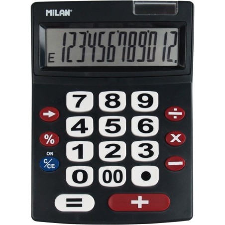 Milan calculadora negro extra-grande 12 digitos dual blister
