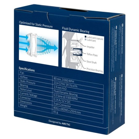 Arctic p8 carcasa del ordenador ventilador 8 cm negro
