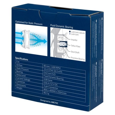Arctic p8 silent carcasa del ordenador ventilador 8 cm negro