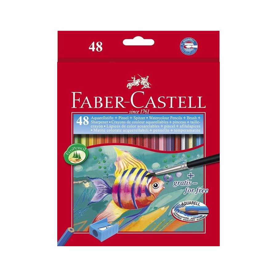 Faber castell lápices de colores acuarelables classic c/sacapuntas -estuche de 48u-