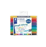Staedtler rotulador doble punta fina/pincel para lettering surtidos estuche de 12