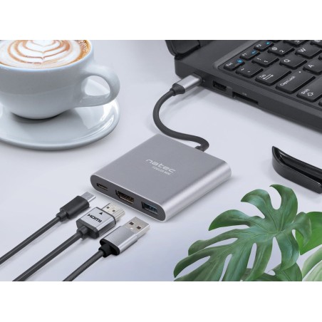 Adaptador natec multipuerto usb-c a usb 3.0 hdmi 4k