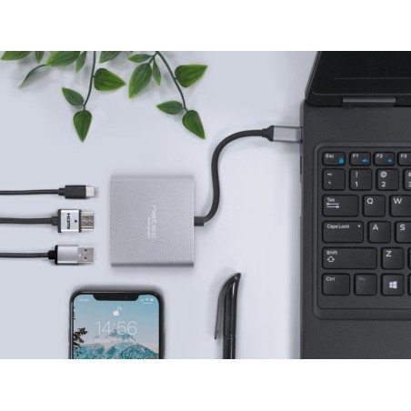 Adaptador natec multipuerto usb-c a usb 3.0 hdmi 4k